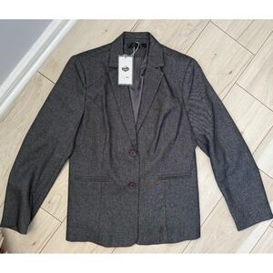 Lamgool Women's Gray Long Sleeve Blazer Double Button Sz L
